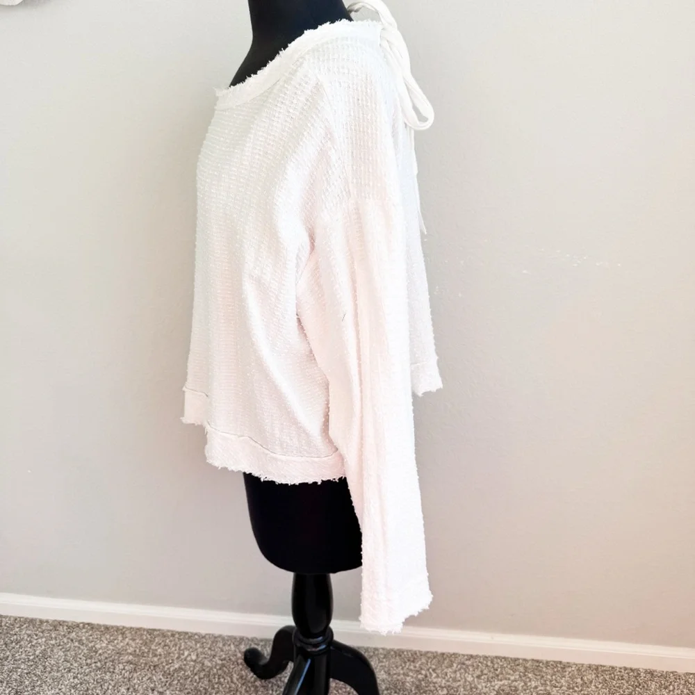 Free People Walking in Hueco Ivory Open Back Tie Top M NWOT